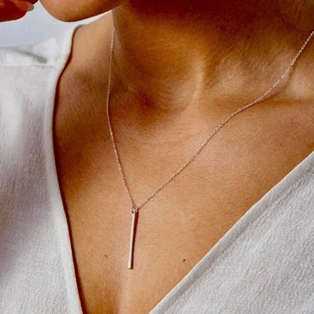 Silver Bar Pendant Necklace